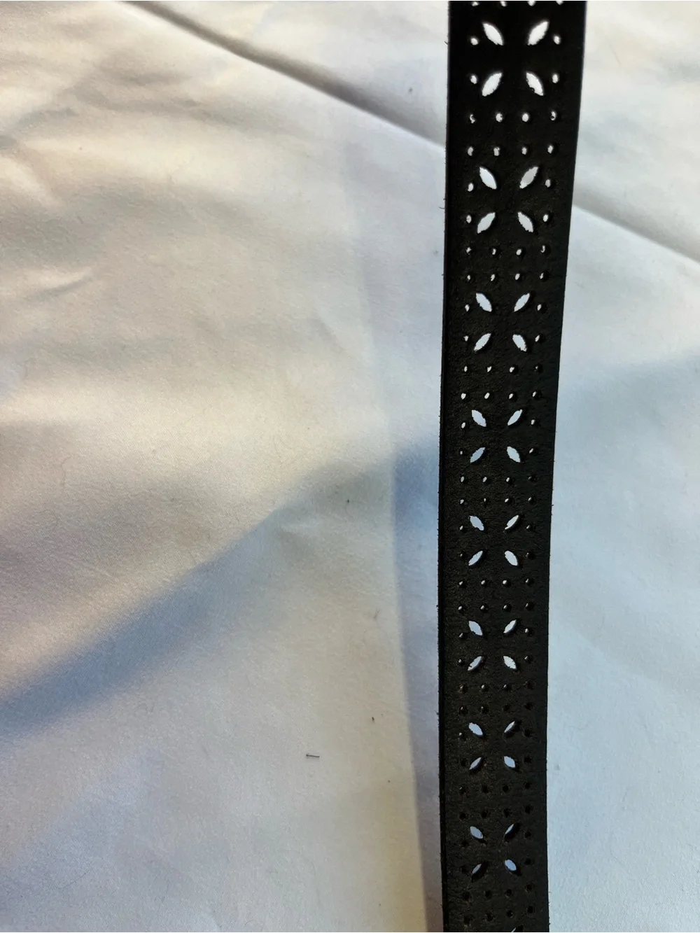Black Men's Leather Belt with Cutout Pattern‎ and Brass Buckle 2XL